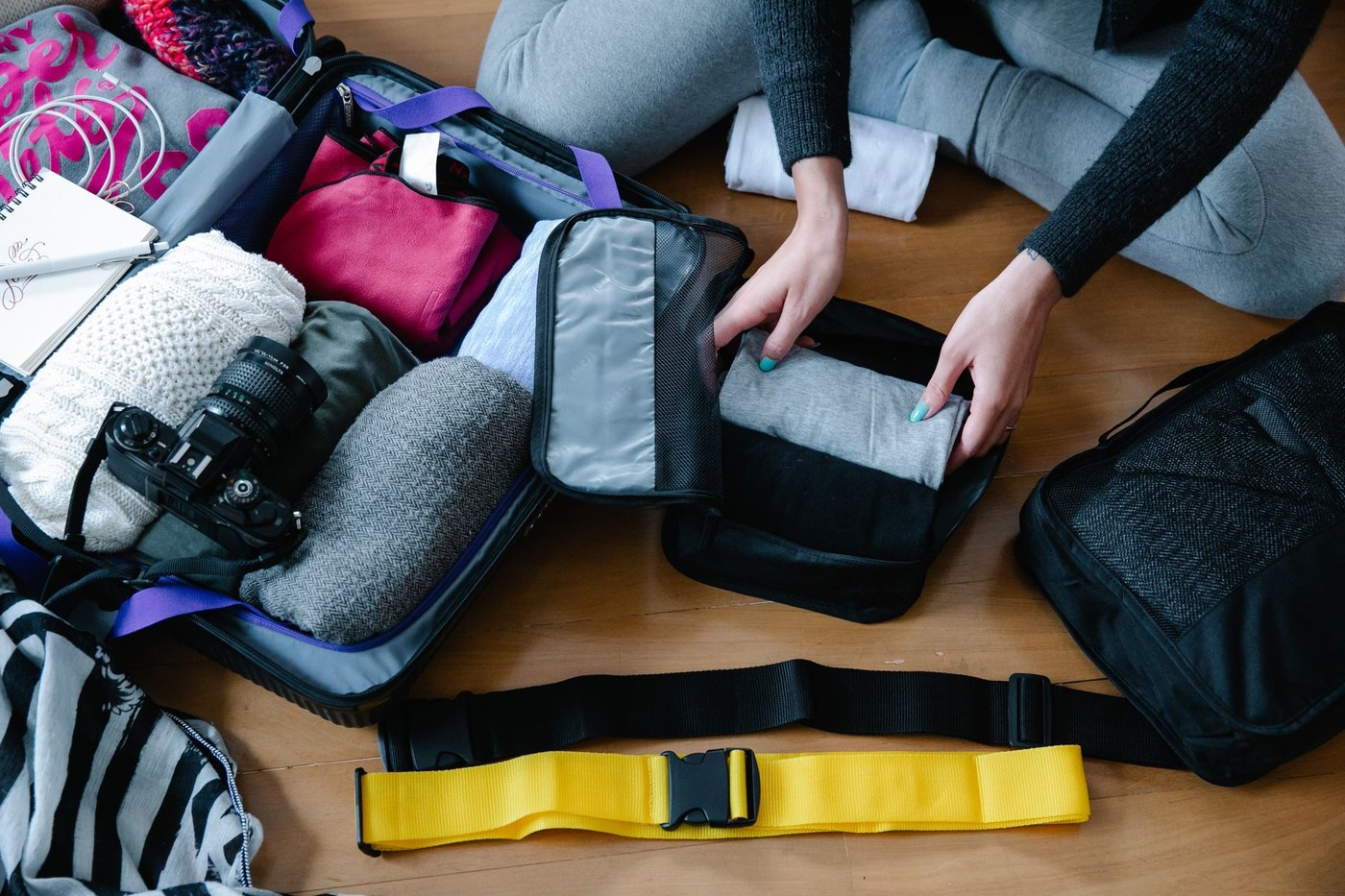 Packing setup for Cable Organizer Pouches for Travel Tech